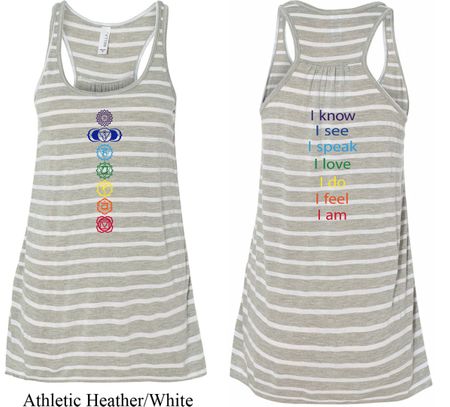 Yoga Chakra Words Front and Back Ladies Flowy Racerback Tanktop
