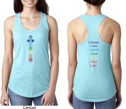 Yoga Chakra Words Front and Back Ladies Ideal Tank Top