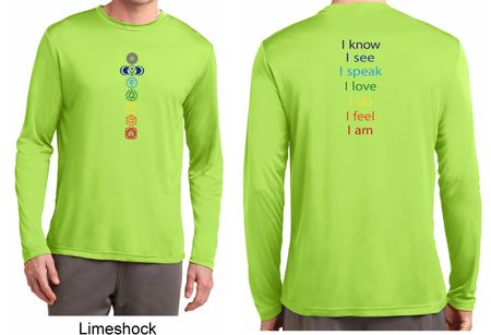 Yoga Chakra Words Front & Back Mens Dry Wicking Long Sleeve Shirt