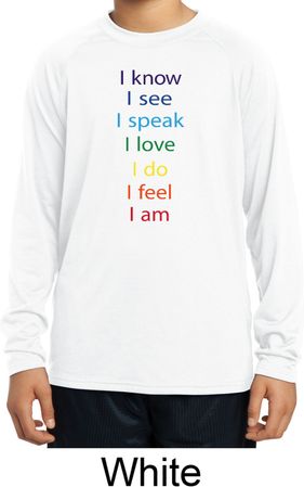 Yoga Chakra Words Kids Moisture Wicking Long Sleeve Shirt