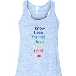 Yoga Chakra Words Ladies Flowy Racerback Tanktop