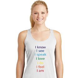 Yoga Chakra Words Ladies Moisture Wicking Racerback Tank Top