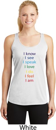 Yoga Chakra Words Ladies Moisture Wicking Racerback Tank Top