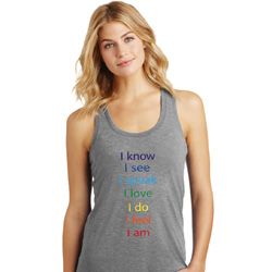 Yoga Chakra Words Ladies Racerback Tank Top