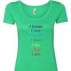 Yoga Chakra Words Ladies Scoop Neck Shirt