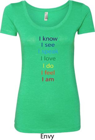Yoga Chakra Words Ladies Scoop Neck Shirt