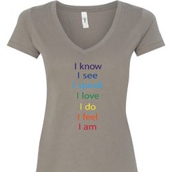 Yoga Chakra Words Ladies V-Neck Shirt