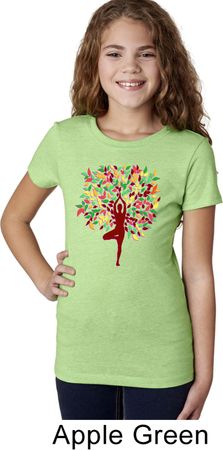 Yoga Foliage Tree Pose Girls Shirt
