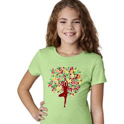 Yoga Foliage Tree Pose Girls Shirt