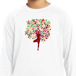 Yoga Foliage Tree Pose Kids Dry Wicking Long Sleeve Shirt