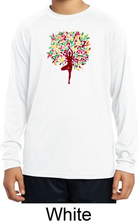 Yoga Foliage Tree Pose Kids Dry Wicking Long Sleeve Shirt