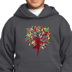 Yoga Foliage Tree Pose Kids Hoodie