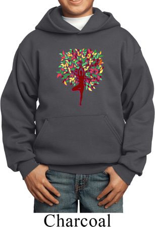 Yoga Foliage Tree Pose Kids Hoodie