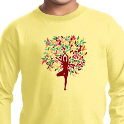 Yoga Foliage Tree Pose Kids Long Sleeve Shirt
