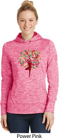 Yoga Foliage Tree Pose Ladies Dry Wicking Hoodie
