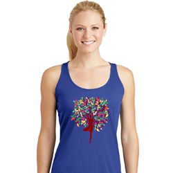 Yoga Foliage Tree Pose Ladies Dry Wicking Racerback Tank Top Yoga Foliage Tree Pose Ladies Dry Wicking Racerback Tank Top
