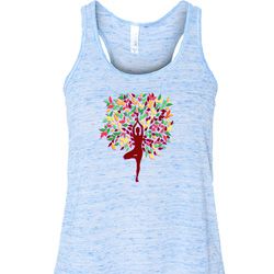Yoga Foliage Tree Pose Ladies Flowy Racerback Tanktop Yoga Foliage Tree Pose Ladies Flowy Racerback Tanktop