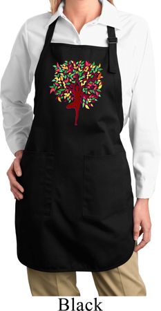 Yoga Foliage Tree Pose Ladies Full Length Apron with Pockets
