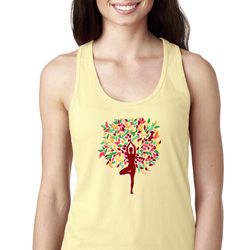 Yoga Foliage Tree Pose Ladies Ideal Tank Top Yoga Foliage Tree Pose Ladies Ideal Tank Top