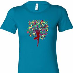 Yoga Foliage Tree Pose Ladies Longer Length Shirt Yoga Foliage Tree Pose Ladies Longer Length Shirt