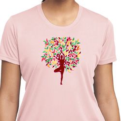 Yoga Foliage Tree Pose Ladies Moisture Wicking Shirt Yoga Foliage Tree Pose Ladies Moisture Wicking Shirt