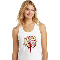 Yoga Foliage Tree Pose Ladies Racerback Tank Top Yoga Foliage Tree Pose Ladies Racerback Tank Top