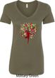 Yoga Foliage Tree Pose Ladies V-Neck Shirt