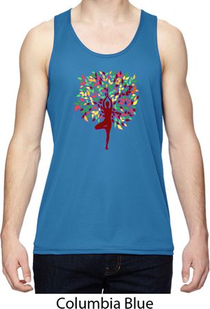Yoga Foliage Tree Pose Mens Moisture Wicking Tanktop