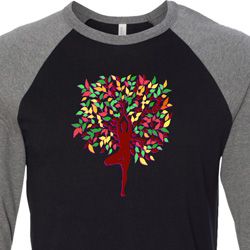 Yoga Foliage Tree Pose Mens Raglan Shirt Yoga Foliage Tree Pose Mens Raglan Shirt
