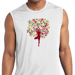 Yoga Foliage Tree Pose Mens Sleeveless Moisture Wicking Shirt Yoga Foliage Tree Pose Mens Sleeveless Moisture Wicking Shirt