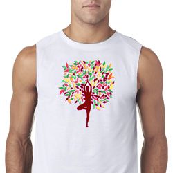 Yoga Foliage Tree Pose Mens Sleeveless Shirt Yoga Foliage Tree Pose Mens Sleeveless Shirt