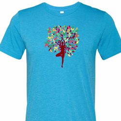 Yoga Foliage Tree Pose Mens Tri Blend Crewneck Shirt Yoga Foliage Tree Pose Mens Tri Blend Crewneck Shirt
