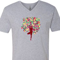 Yoga Foliage Tree Pose Mens V-Neck Shirt Yoga Foliage Tree Pose Mens V-Neck Shirt