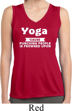 Yoga Funny Saying Ladies Sleeveless Moisture Wicking Shirt