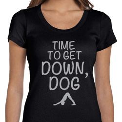 Yoga Get Down Dog Ladies Scoop Neck Shirt