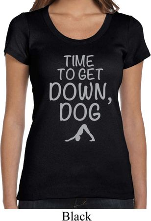 Yoga Get Down Dog Ladies Scoop Neck Shirt