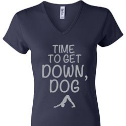 Yoga Get Down Dog Ladies V-neck Shirt