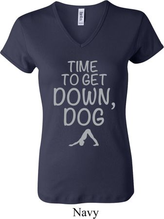 Yoga Get Down Dog Ladies V-neck Shirt