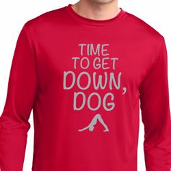 Yoga Get Down Dog Mens Dry Wicking Long Sleeve Shirt