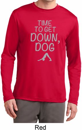 Yoga Get Down Dog Mens Dry Wicking Long Sleeve Shirt