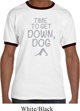 Yoga Get Down Dog Mens Ringer Shirt
