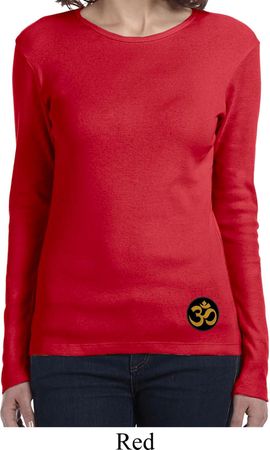 Yoga Gold AUM Patch Bottom Print Ladies Long Sleeve Shirt