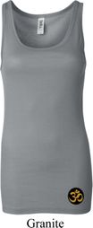 Yoga Gold AUM Patch Bottom Print Ladies Longer Length Tank Top Yoga Gold AUM Patch Bottom Print Ladies Longer Length Tank Top