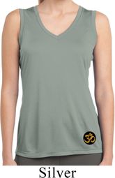 Yoga Gold AUM Patch Bottom Print Ladies Sleeveless Moisture Wicking Yoga Gold AUM Patch Bottom Print Ladies Sleeveless Moisture Wicking