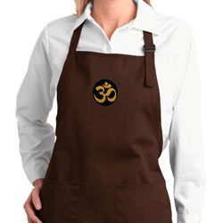 Yoga Gold AUM Patch Ladies Full Length Apron with Pockets Yoga Gold AUM Patch Ladies Full Length Apron with Pockets
