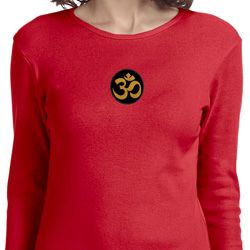 Yoga Gold AUM Patch Ladies Long Sleeve Shirt Yoga Gold AUM Patch Ladies Long Sleeve Shirt
