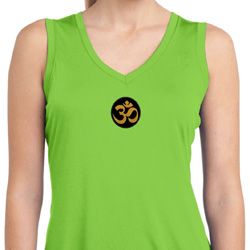 Yoga Gold AUM Patch Ladies Sleeveless Moisture Wicking Shirt Yoga Gold AUM Patch Ladies Sleeveless Moisture Wicking Shirt