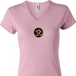 Yoga Gold AUM Patch Ladies V-neck Shirt Yoga Gold AUM Patch Ladies V-neck Shirt
