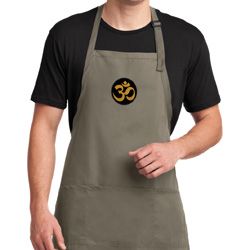 Yoga Gold AUM Patch Mens Full Length Apron with Pockets
