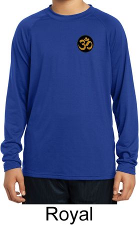 Yoga Gold AUM Patch Pocket Print Kids Dry Wicking Long Sleeve Shirt